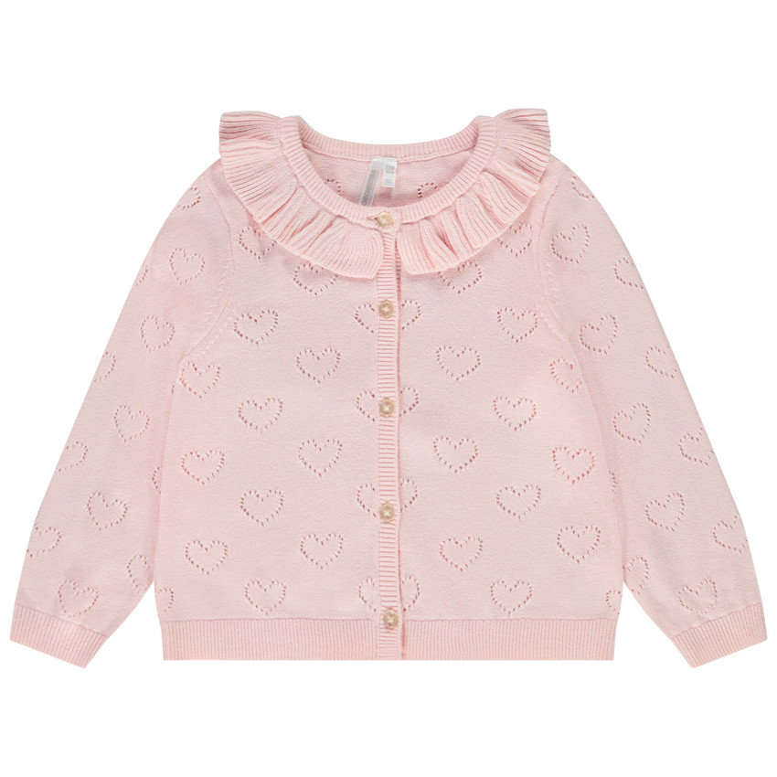 Orchestra Gilet en tricot pointelle avec col volante pour bebe fille Rose Idee liste de cadeaux