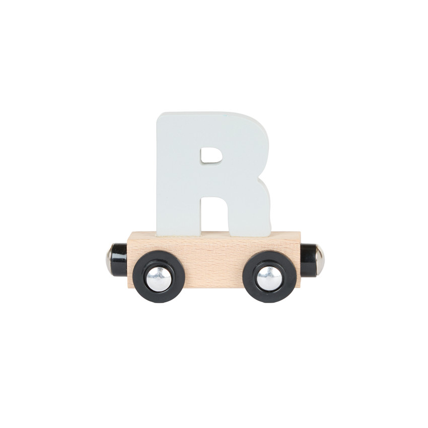 Lettre "R" wagon en bois - gris 