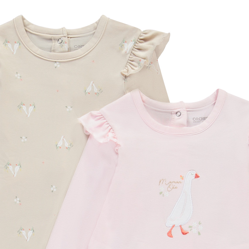 Lot de 2 dors-bien motifs oies pour bébé fille avec ouvertures différentes selon l'âge 