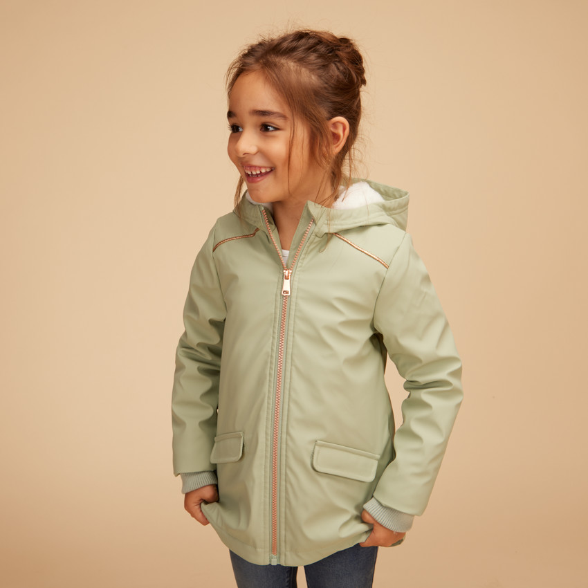 Parka gomme déperlante doublure sherpa pour fille 