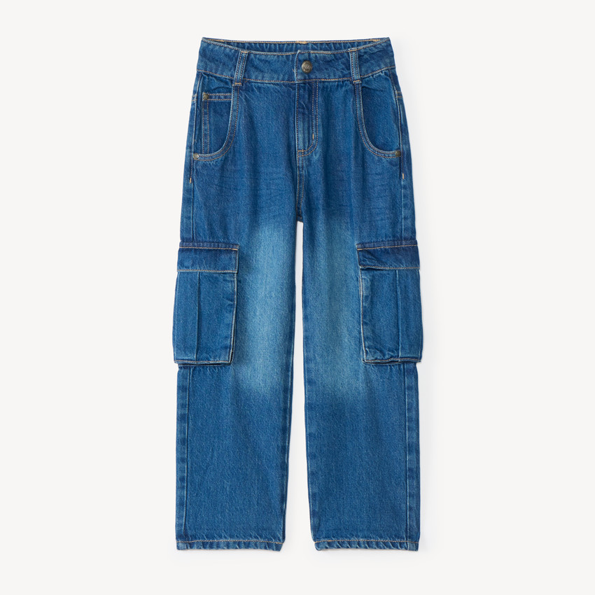 Jean garçon cargo loose en denim