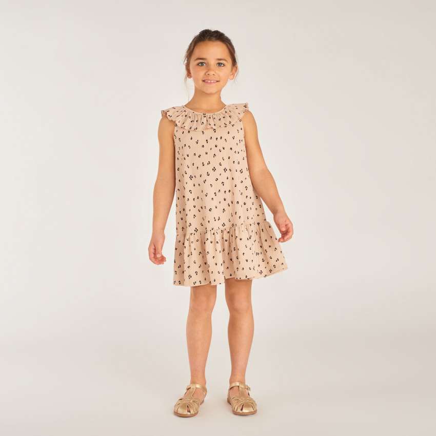 Robe en jersey fochette imprimé léopard pour fille 