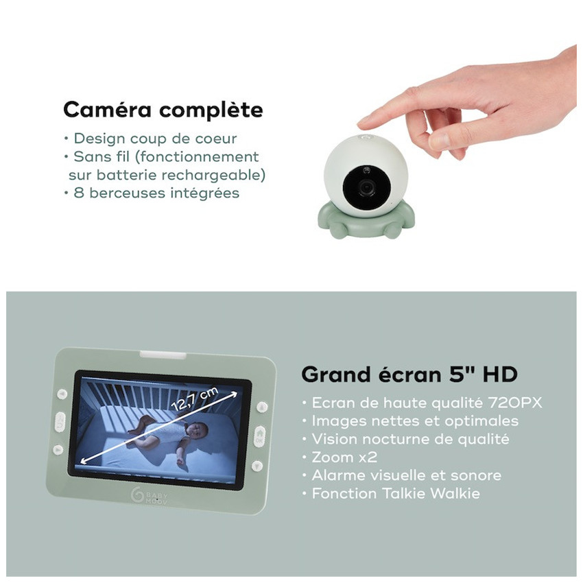 Babyphone vidéo Yoo Go Plus HD - Vert d'eau (Babymoov) - Image 3