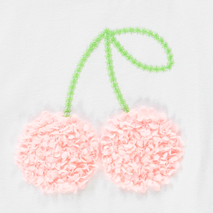 T-shirt manches courtes print cerises effet pétales 3D pour fille 