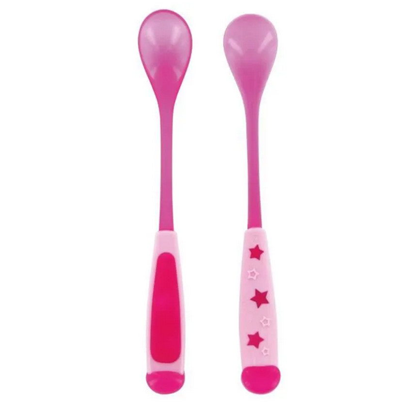 Lot de 2 cuillères à long manche translucide - Rose 