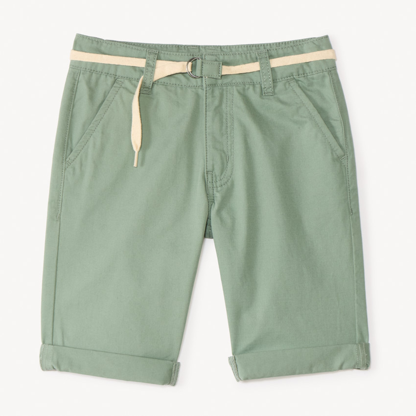 Bermuda uni en toile avec ceinture lacet pour garçon  