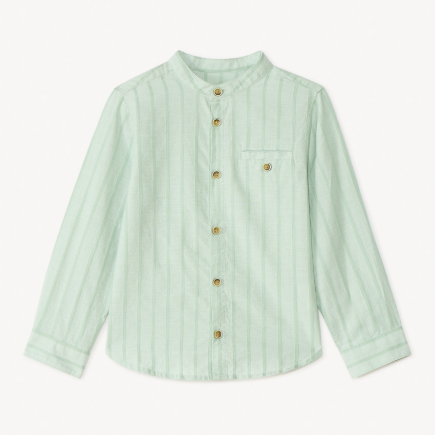 Chemise manches longues rayée col mao pour garçon 