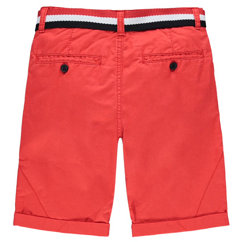Junior - Bermuda en coton surteint avec ceinture tricolore amovible 