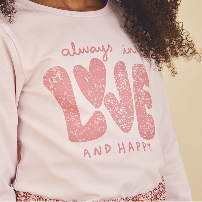 T-shirt manches longues en jersey print fantaisie pour fille 