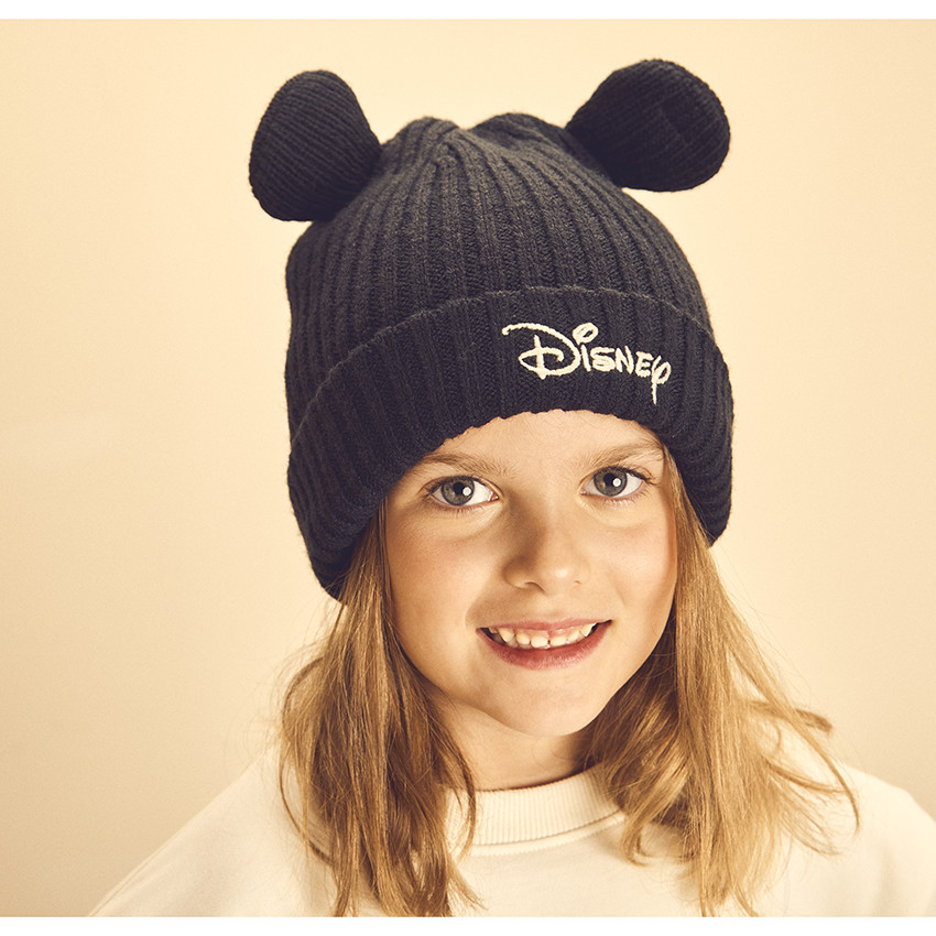 Bonnet côtelé avec broderie et oreilles 3D Disney pour enfant