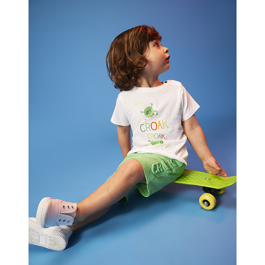 Ensemble 2 pièces t-shirt printé + bermuda avec motif en relief pour bébé garçon 