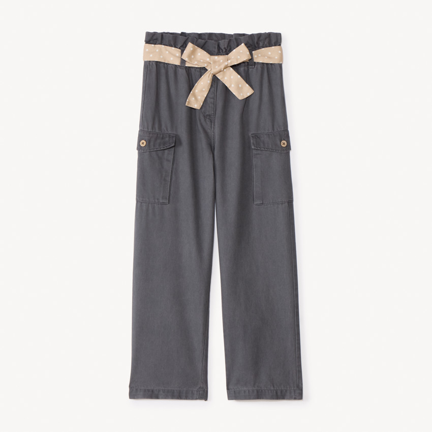 Pantalon droit esprit cargo avec ceinture pour fille