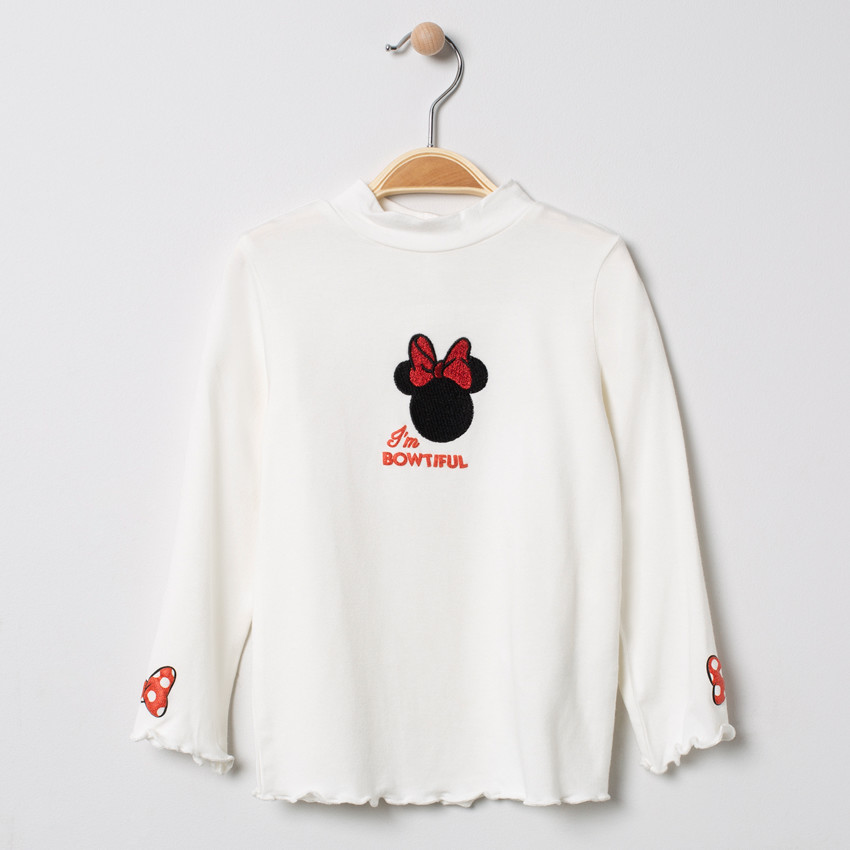 Sous-pull col cheminée à broderies Minnie Disney 
