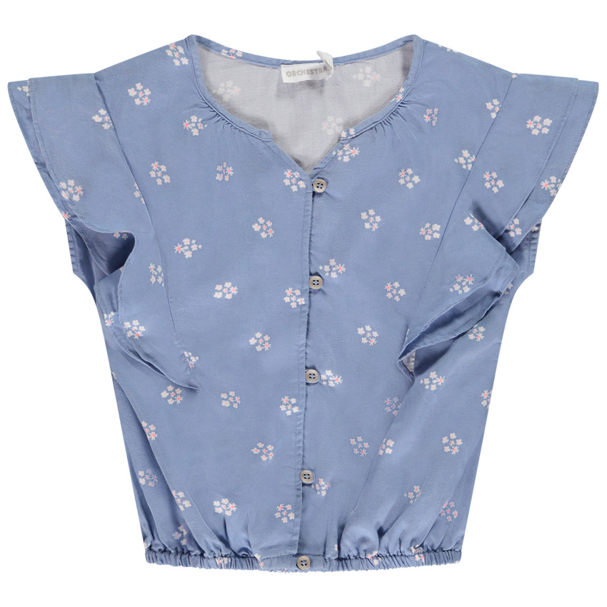 Chemise manches courtes imprimé fleuri pour fille
