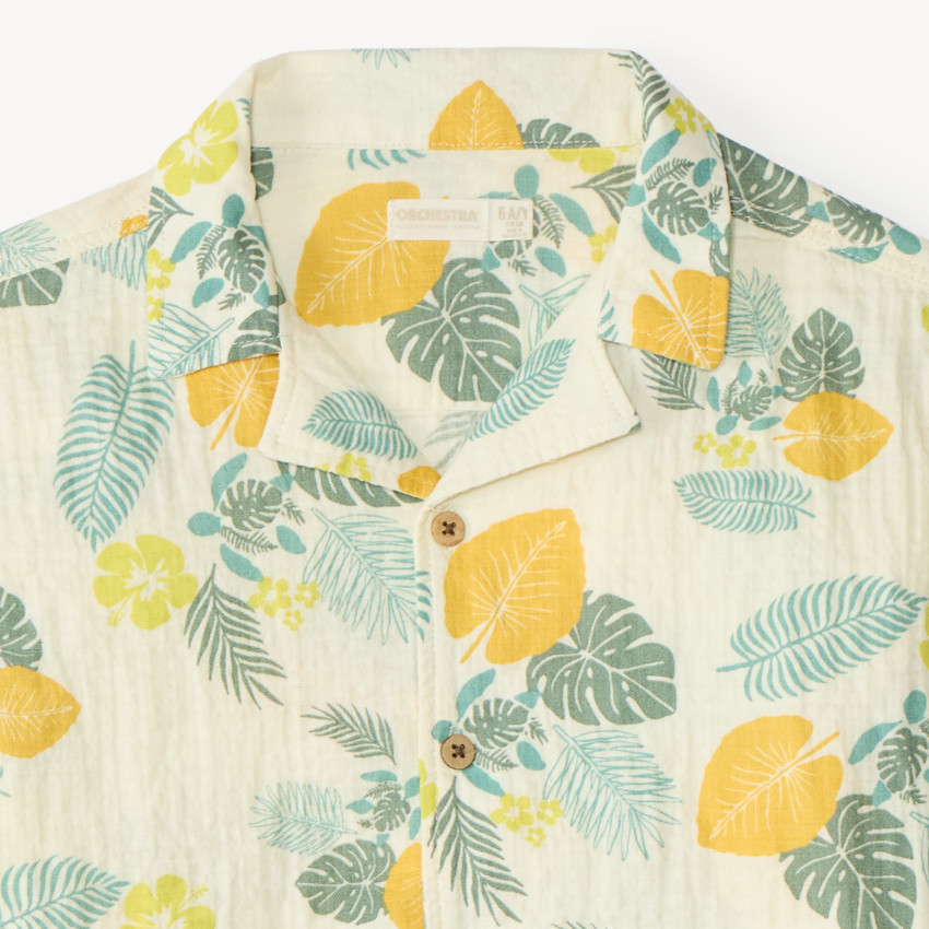 Chemise manches courtes motifs tropicaux pour garçon 