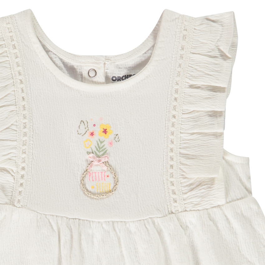 Ensemble en jersey tunique brodée + caleçon pour bébé fille 