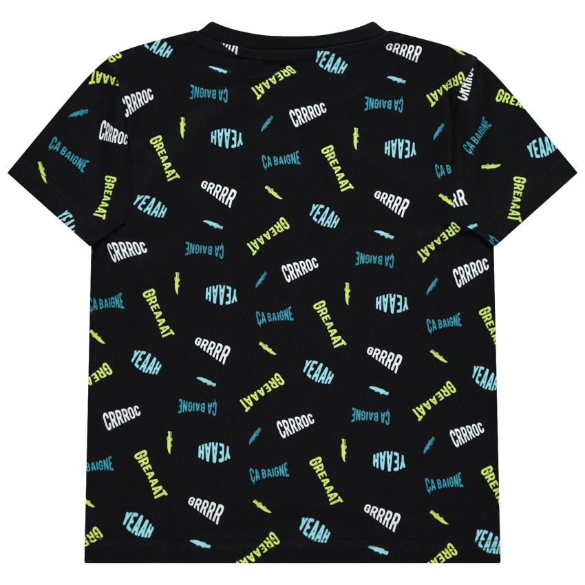 T-shirt manches courtes à textes colorés all-over 