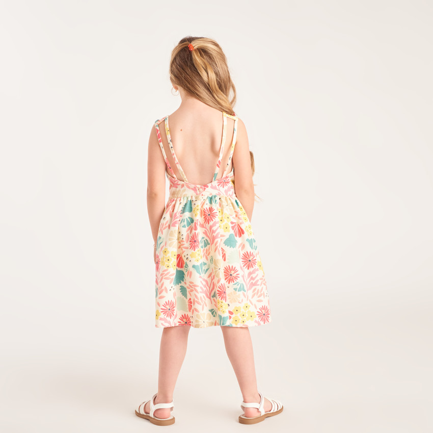 Robe à bretelles avec dos plongeant imprimé fantaisie pour fille 