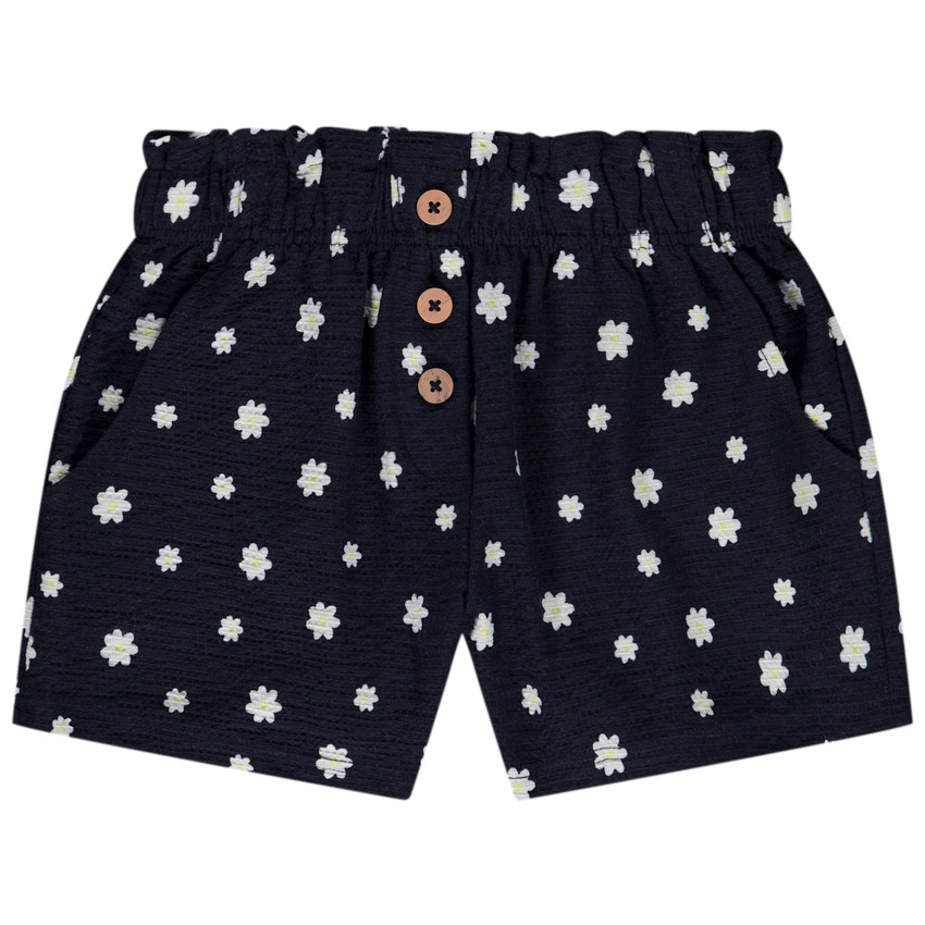 Short en jersey froissé imprimé fleuri pour fille