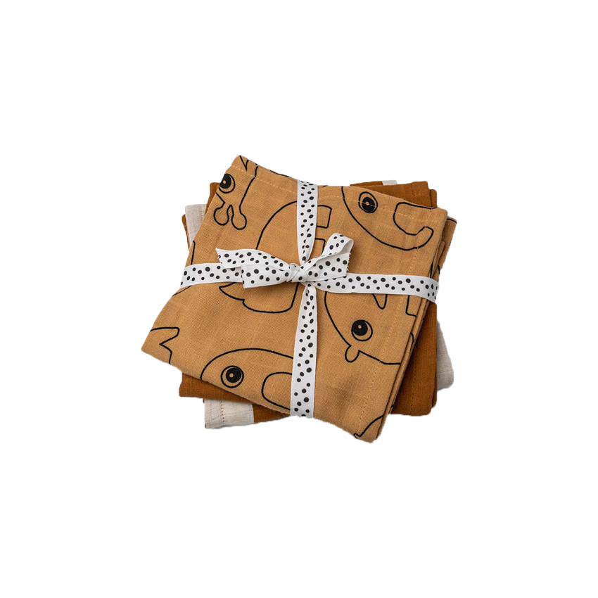 Lot de 3 langes Deer Friends - Moutarde Main Lot de 3 langes Deer Friends - Moutarde