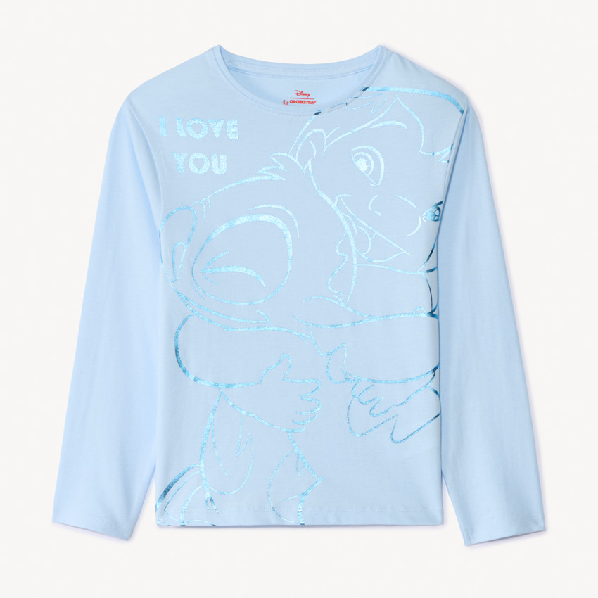 T-shirt manches longues Lilo & Stitch Disney foil print pour fille