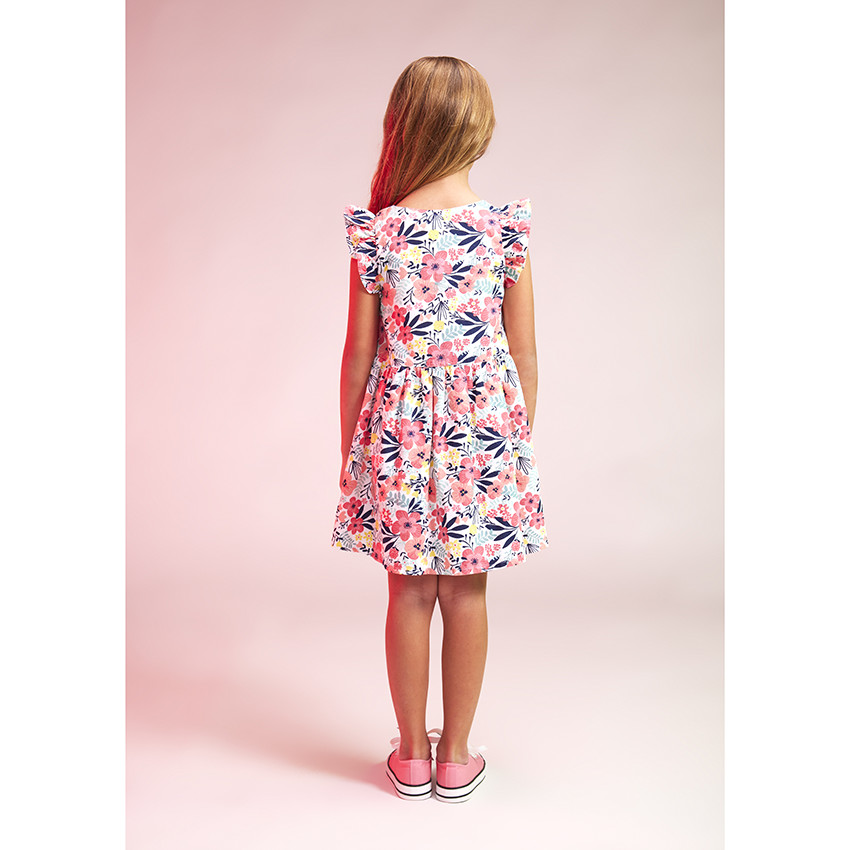Robe manches courtes en voile de coton imprimé fleuri pour fille 