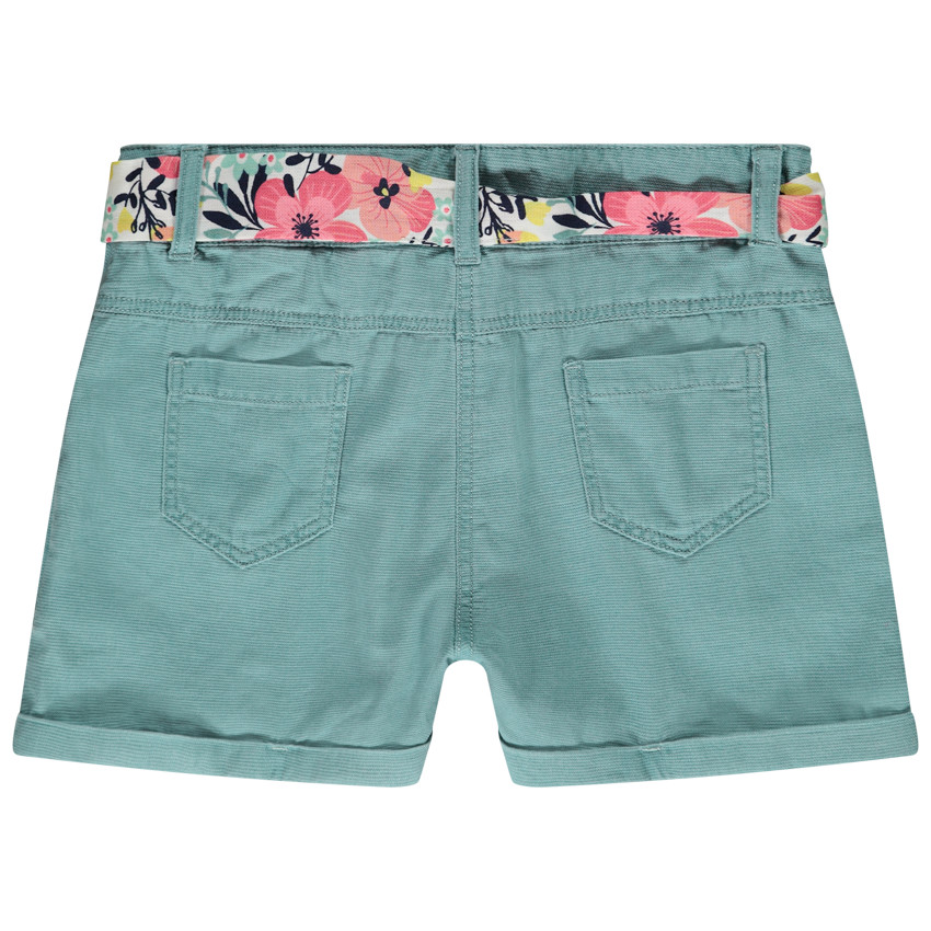 Short en toile avec ceinture à nouer imprimé floral pour fille 