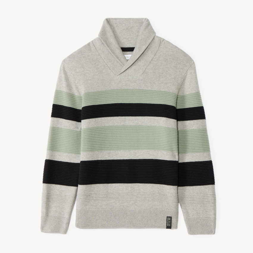 Pull à col châle en tricot rayé pour garçon 