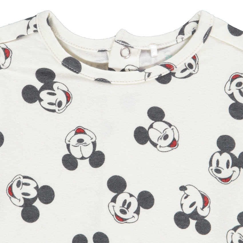 Ensemble salopette en jersey matelassé + t-shirt imprimé Mickey Disney pour bébé garçon 