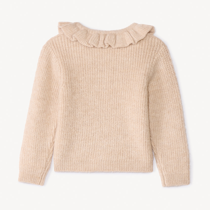 Gilet en tricot torsadé et collerette pour bébé fille 