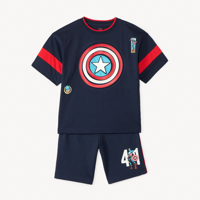 Ensemble t-shirt + bermuda Captain America Marvel pour garçon 