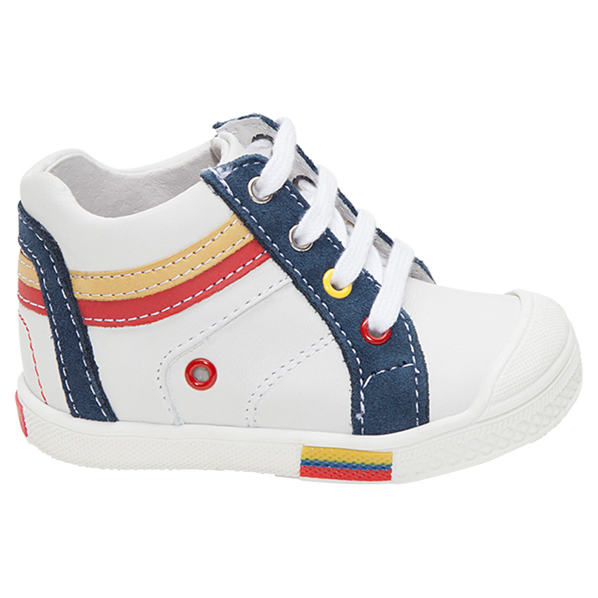 Bottillons en cuir avec empiècements contrastés  