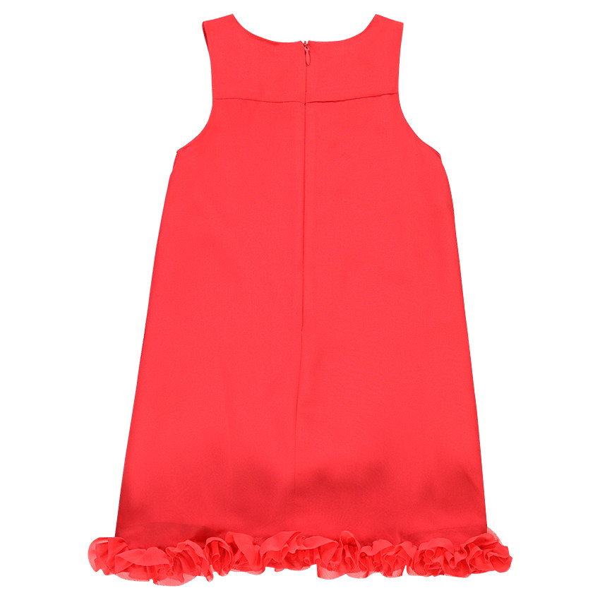 Robe sans manches à ruchet et fleur cousue 