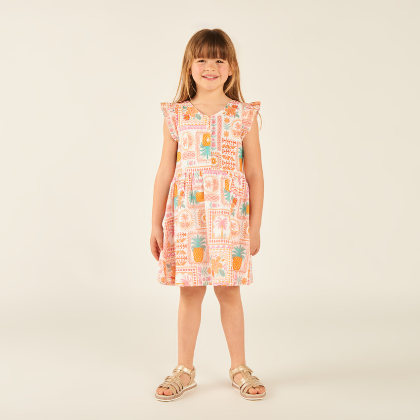 Robe sans manches imprimé exotique pour fille