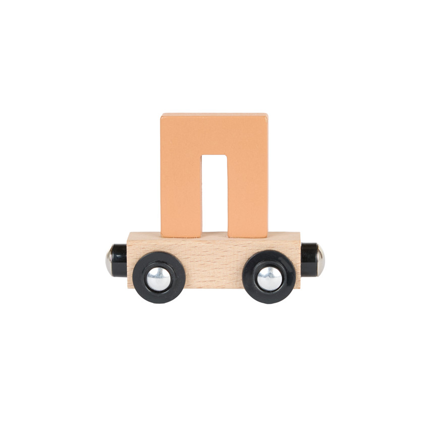 Lettre "PI" wagon en bois - marron 