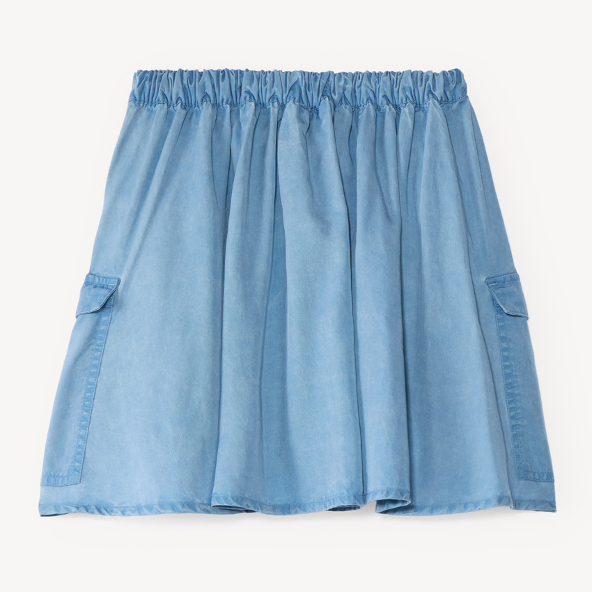 Jupe courte fille en toile boutonnée sur l'avant 