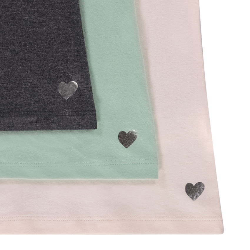 Lot de 3 t-shirts manches longues print coeur pour fille 