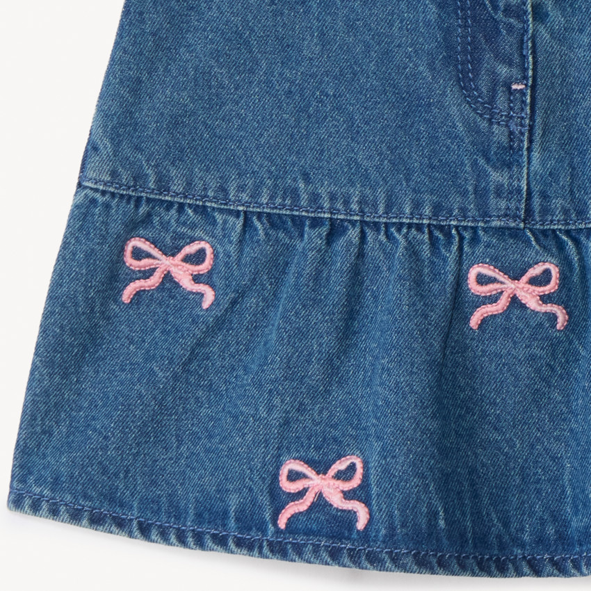 Jupe en jean à nœuds brodés pour bébé fille 
