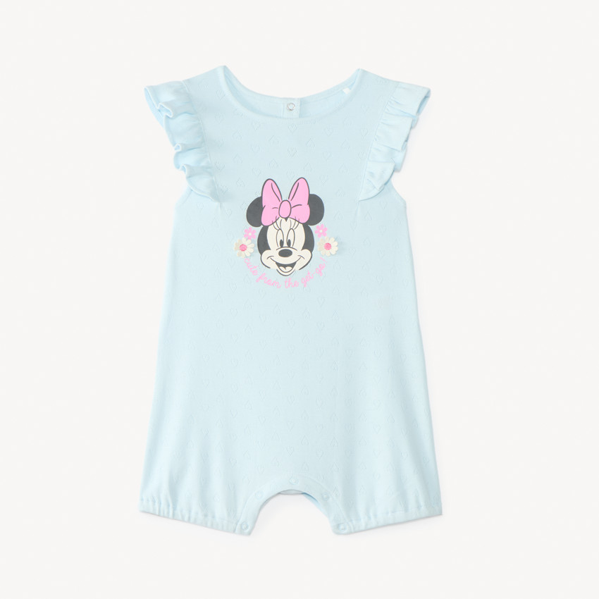 Combinaison courte Minnie Disney en maille pointelle pour bébé fille  
