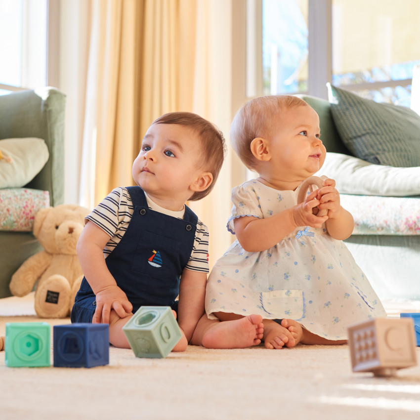 Ensemble salopette + t-shirt marinière pour bébé garçon 