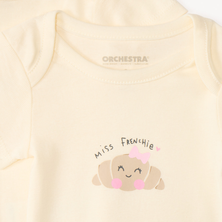 Lot de 7 bodies manches courtes print petit-déjeuner pour bébé fille 
