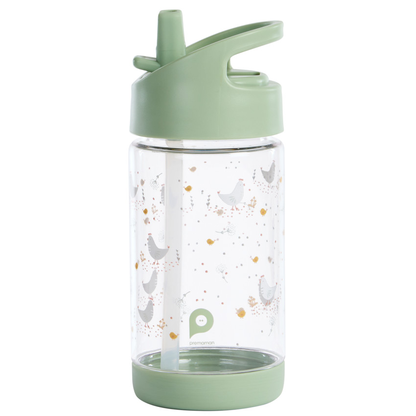 Gourde transparente avec paille rabattable 400 ml La Vie à la Ferme 