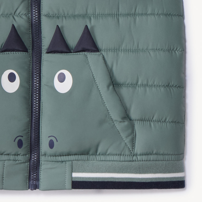 Doudoune sans manches ludique dino pour bébé garçon 