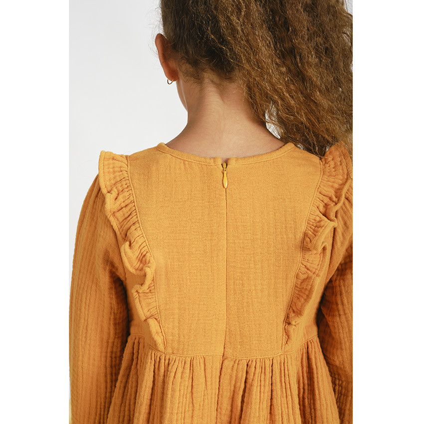 Robe manches longues en double gaze de coton pour fille 