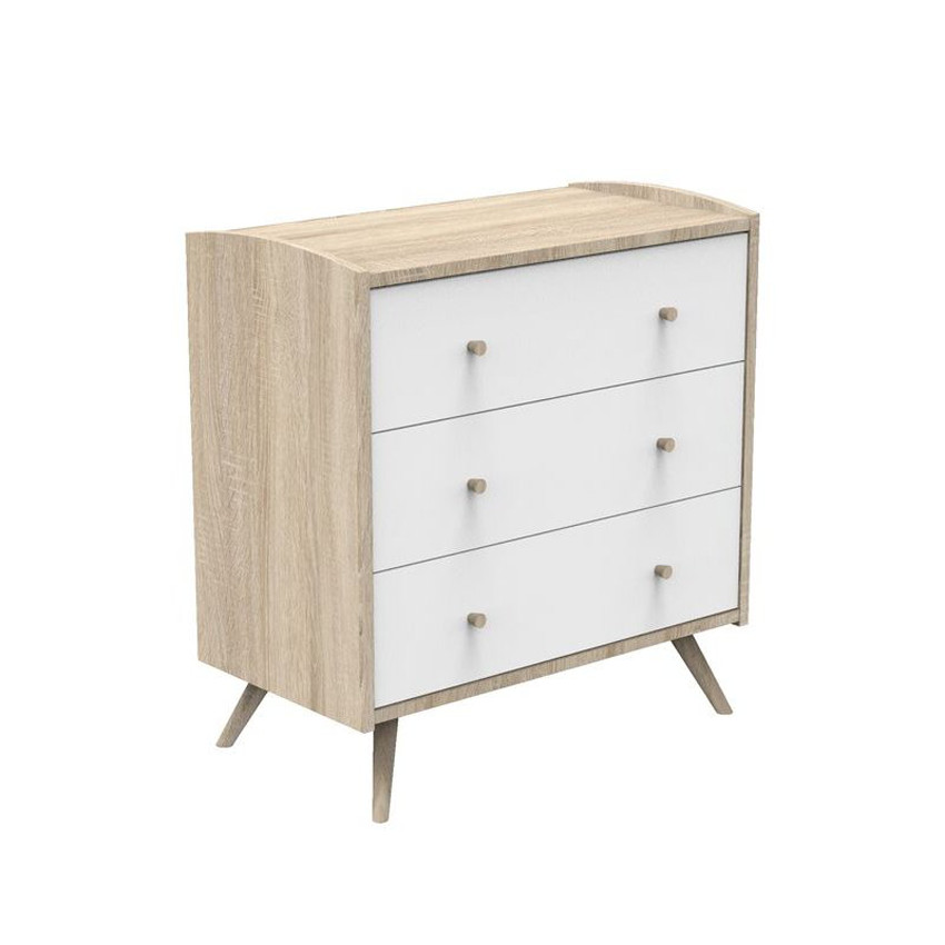 Commode 3 tiroirs access - Bois/Blanc 