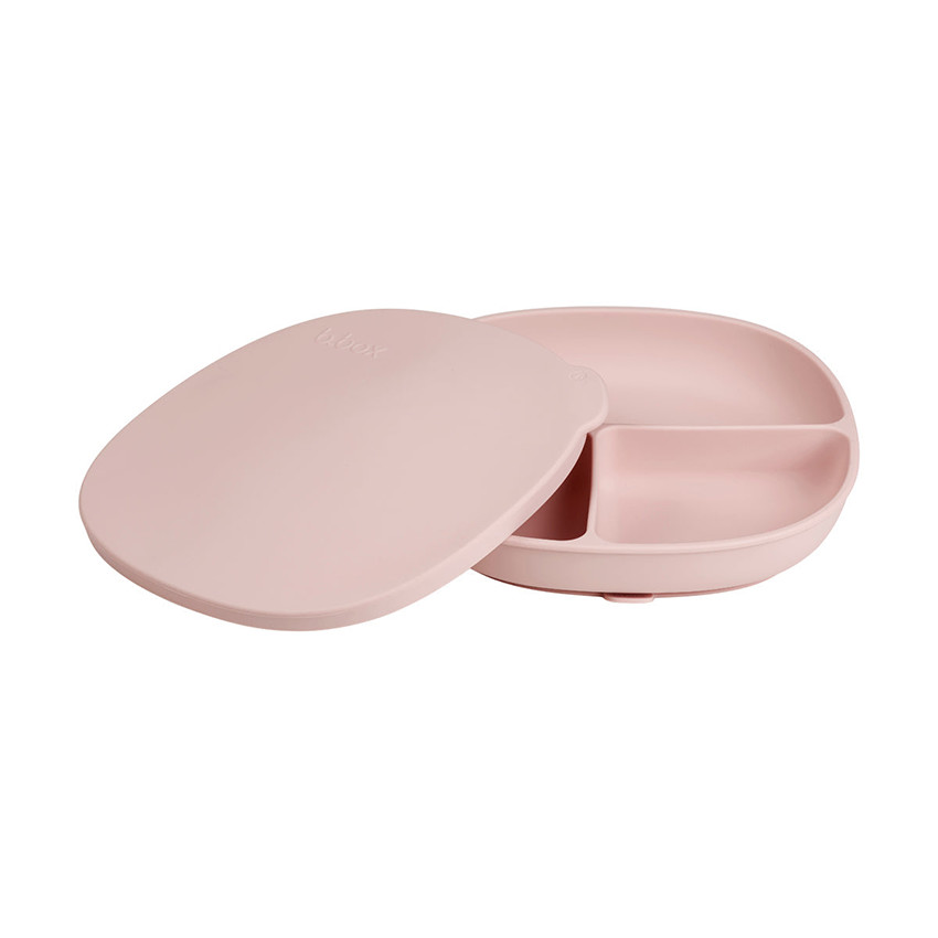 Assiettes avec ventouse et couvercle en silicone Blush