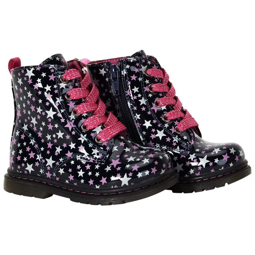 Bottillons à lacets et zip imprimé étoiles pour bébé fille 