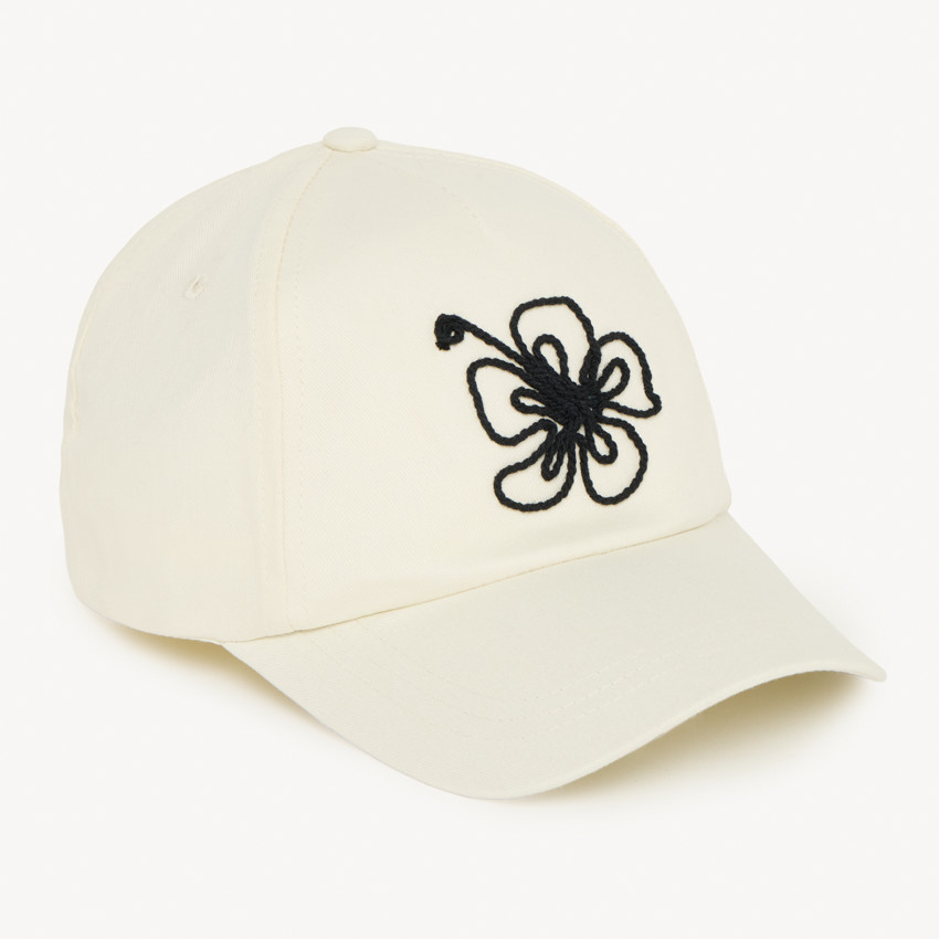 Casquette unie fleurs de tiaré en cording pour fille - Ecru