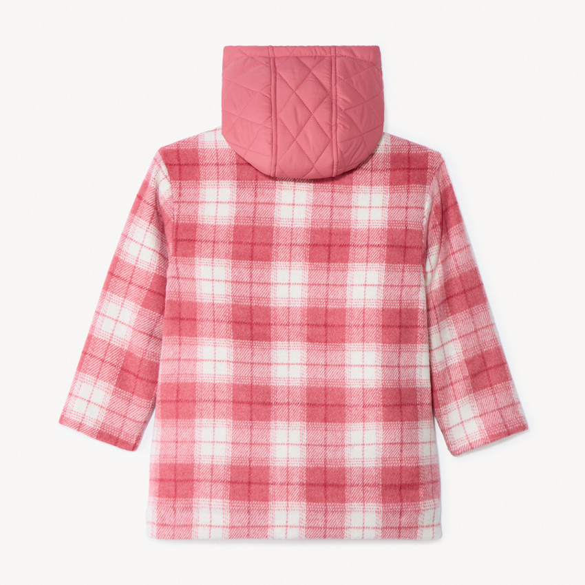 Manteau évolutif en drap de laine à carreaux pour fille  