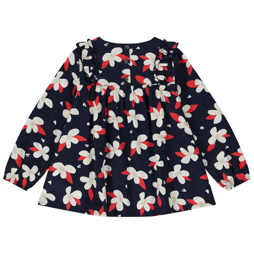 Tunique manches longues imprimé fleurs pour fille 
